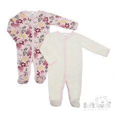 CC211-SS: Girl 2 Pack Sleepsuits (NB-9 Months)